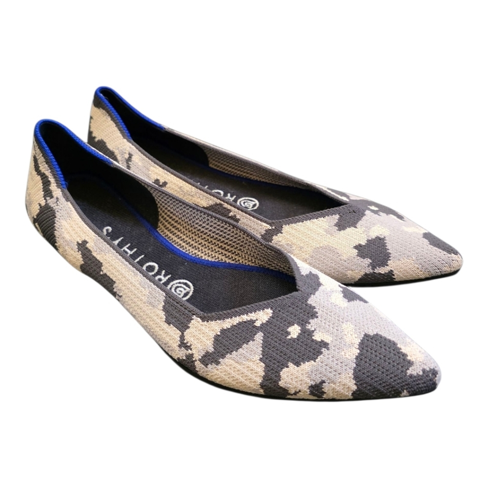 ROTHY'S The Point Ash Grey Camo Print Flats - Size 8.5 NEW